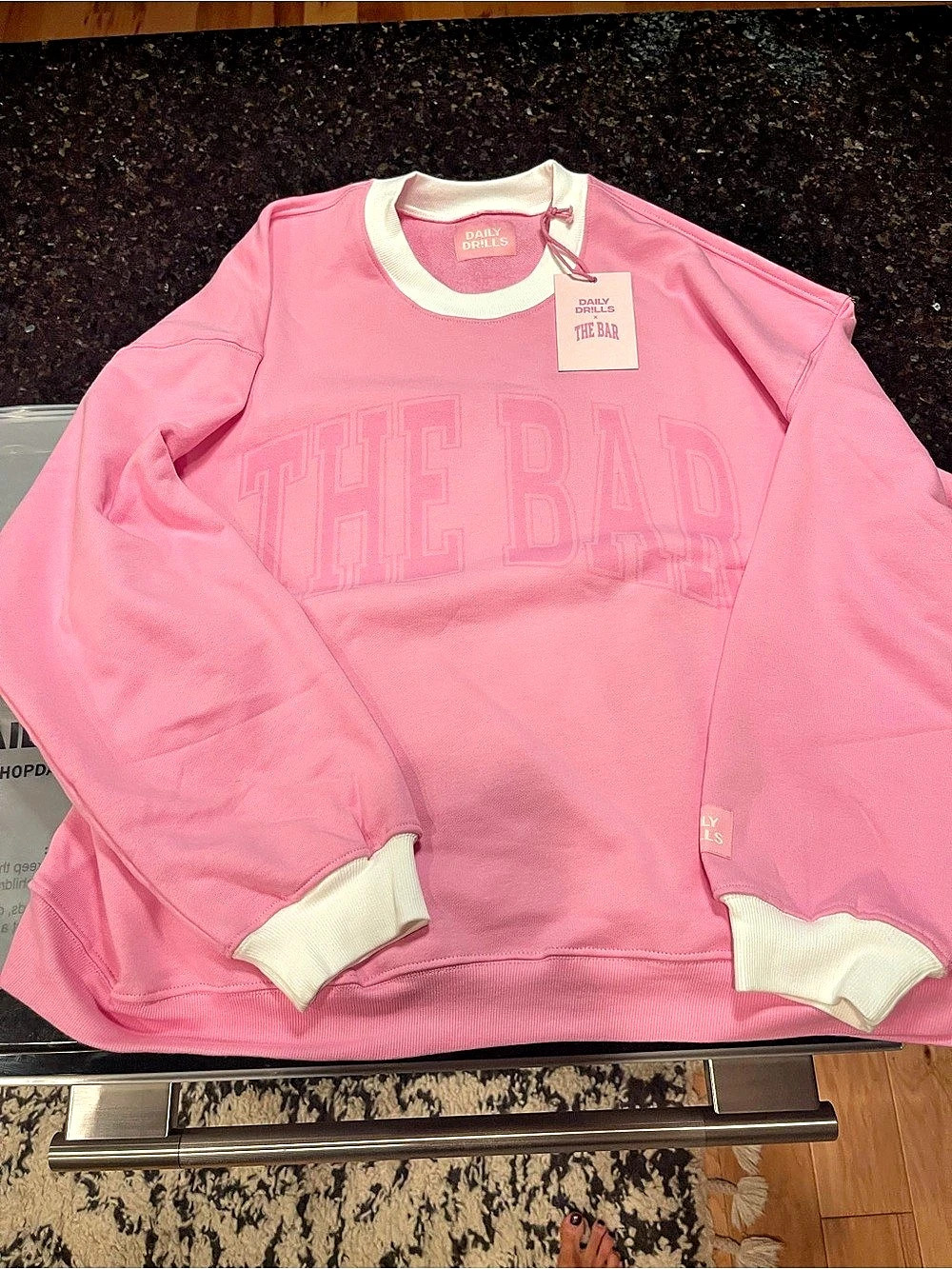 Daily Drills x The Bar Reversible Oversized Crew Pink & White